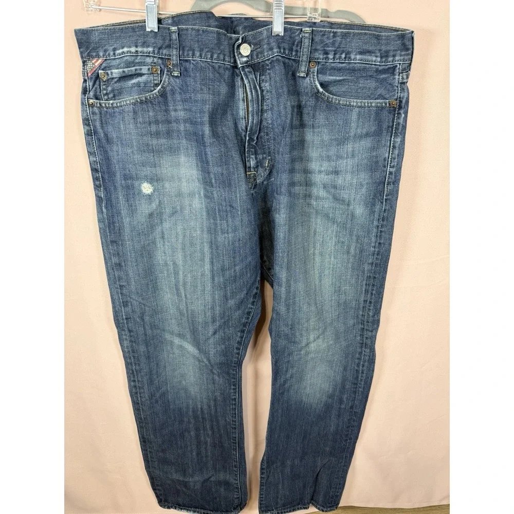 Denim & Supply Ralph Lauren Mens Blue Dark Wash faded Slouch Jeans 42 X 32